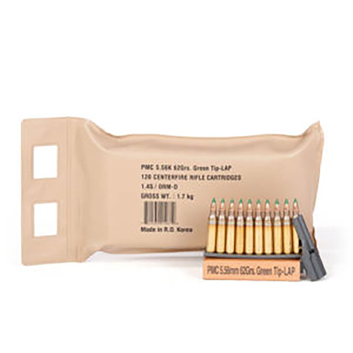 Battle Pack X-TAC 5.56x45 NATO 62gr LAP Green Tip 120/Pack