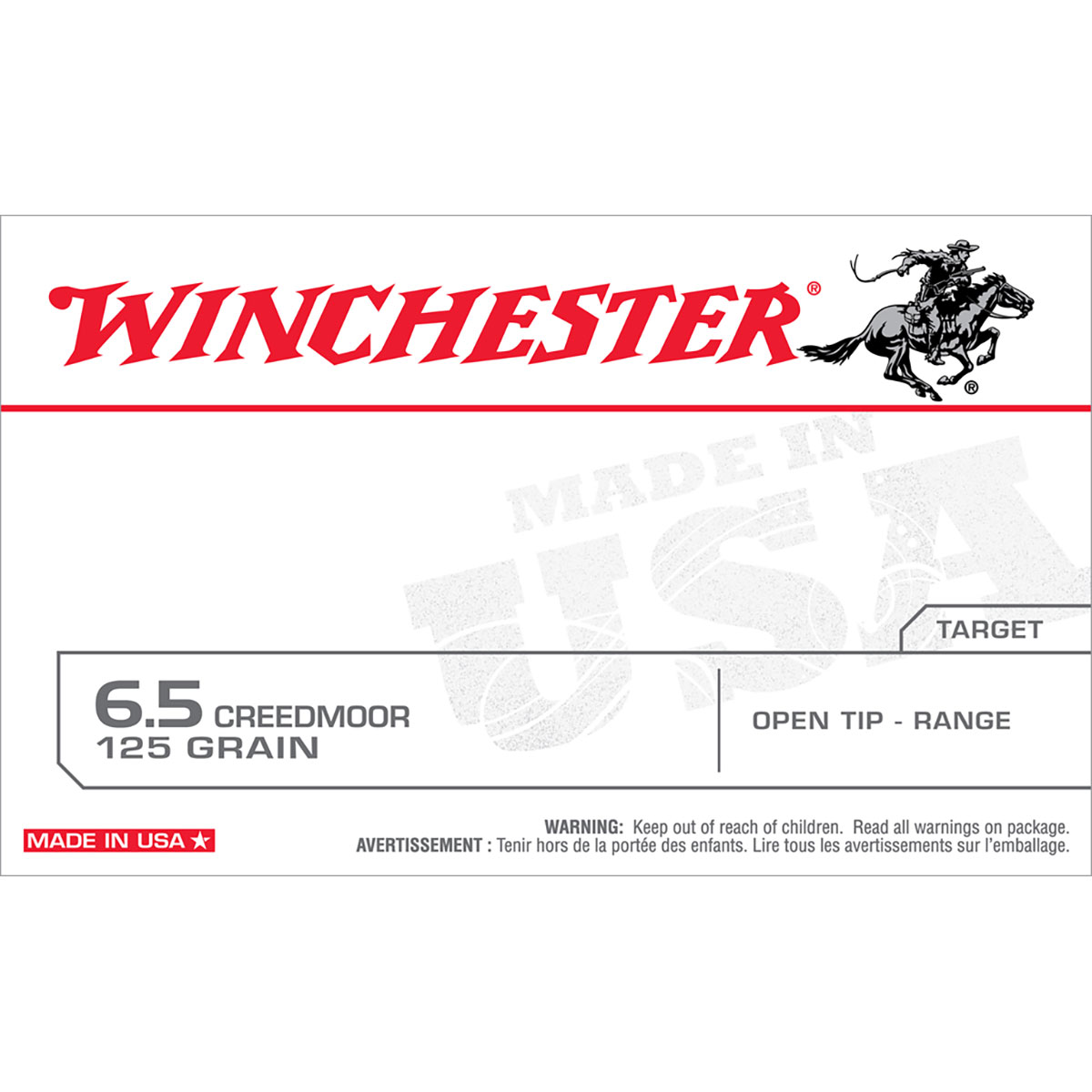 USA White Box 6.5 Creedmoor 125gr Open Tip 20/Box