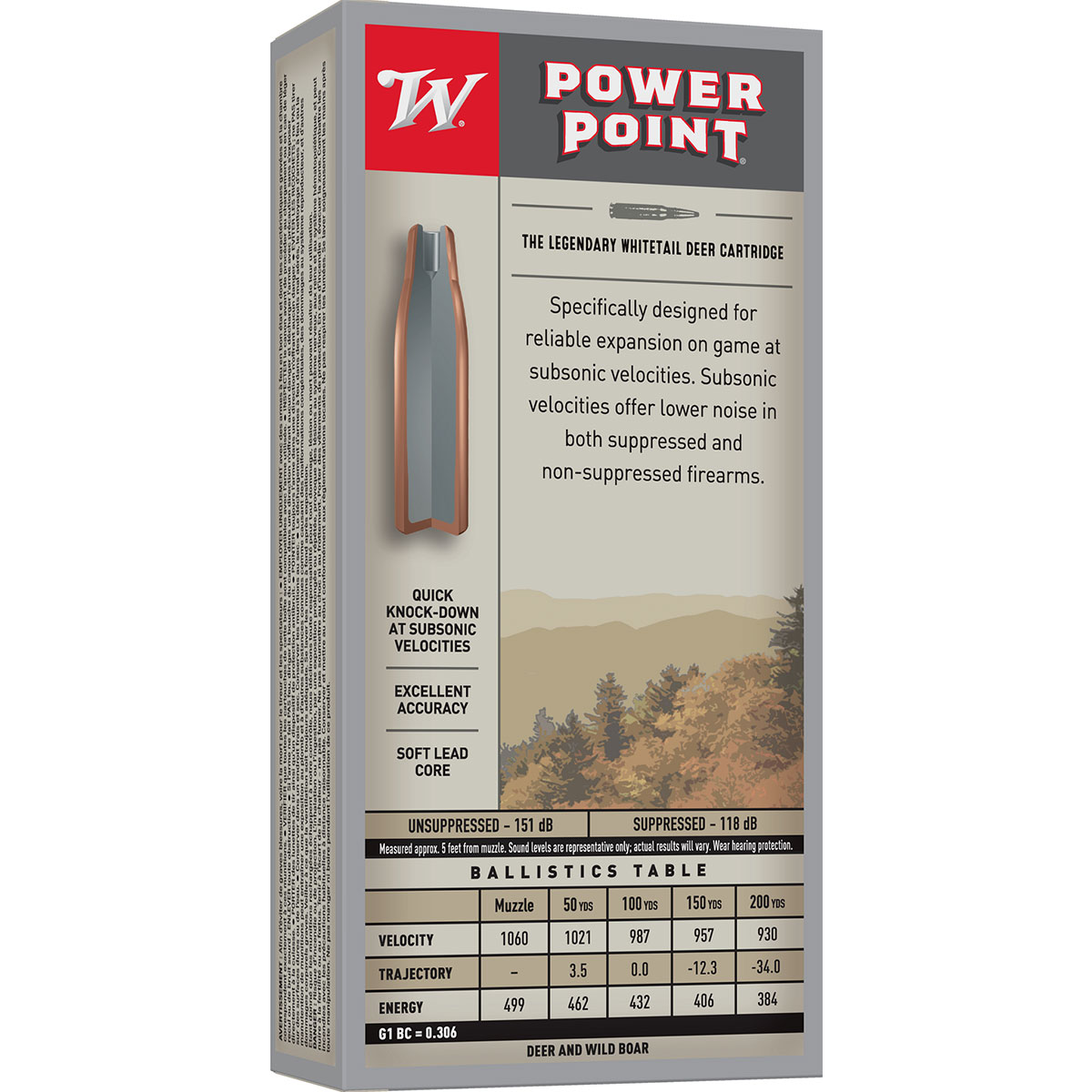WINCHESTER - POWER POINT 300 AAC BLACKOUT SOFT POINT TIP RIFLE AMMO