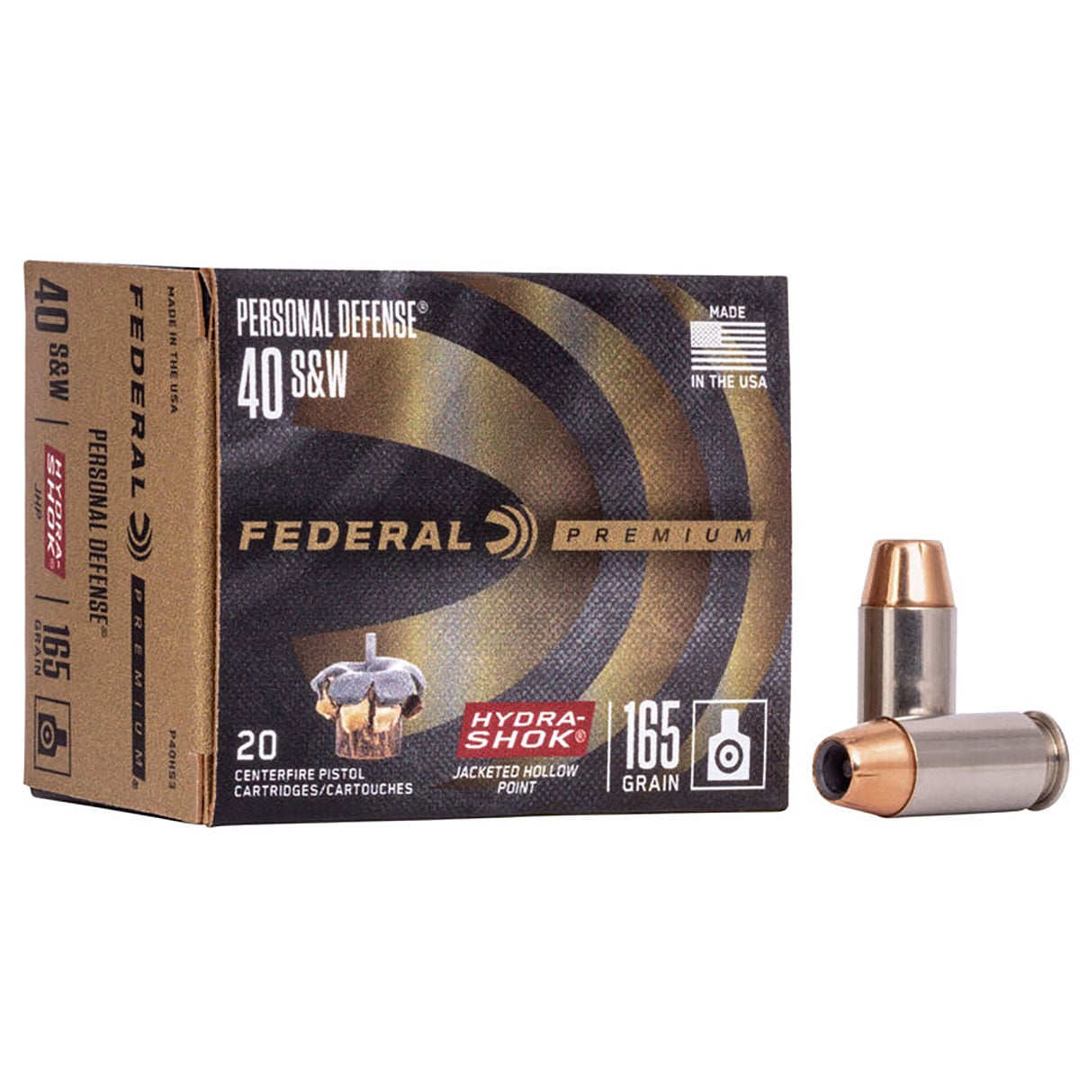 40 S&W 165gr Hydra-Shok Jacketed Hollow Point 20/Box