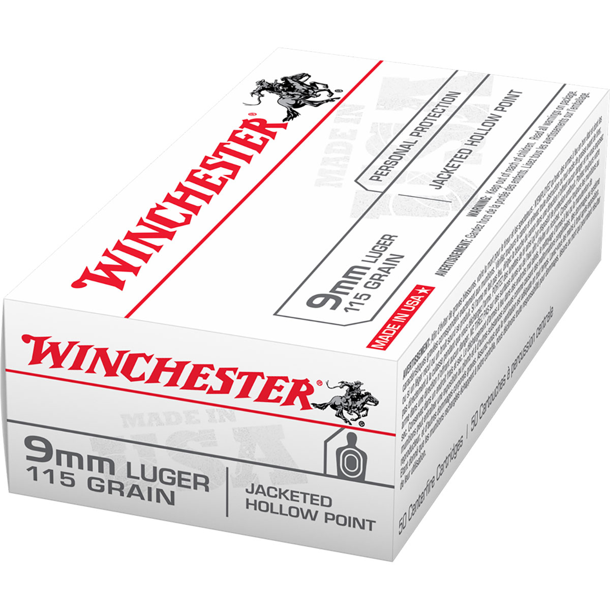 USA White Box 9mm Luger 115gr JHP 50/Box