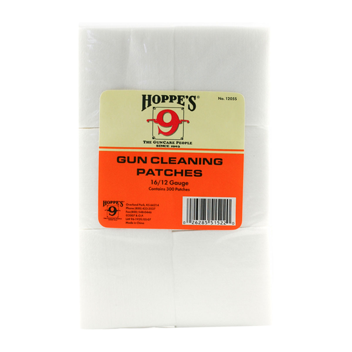 Hoppes 16-12 Gauge Cotton Cleaning Patches 300/Pack