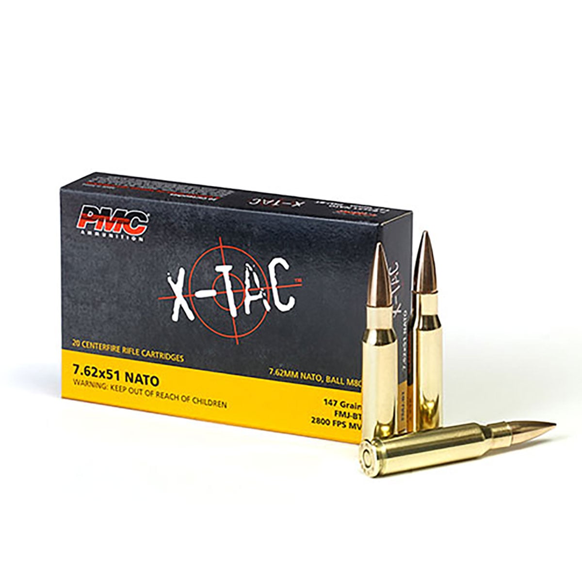 X-TAC 7.62x51 NATO 147gr Full Metal Jacket Boat Tail 20/Box