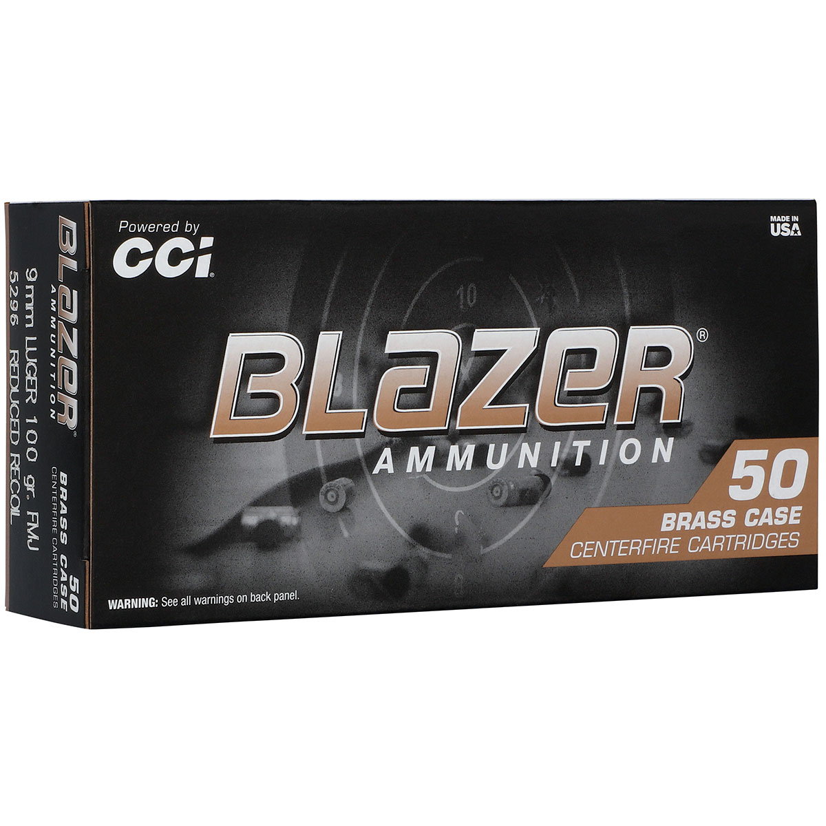 Blazer Brass Reduced Recoil 9mm Luger 100gr FMJ 50/Box