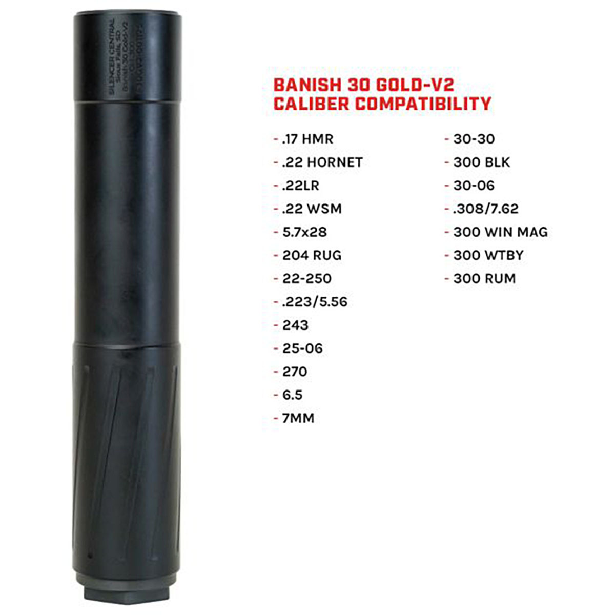 BANISH 30 Gold-V2 30 Caliber Rifle Suppressor Black - View 3