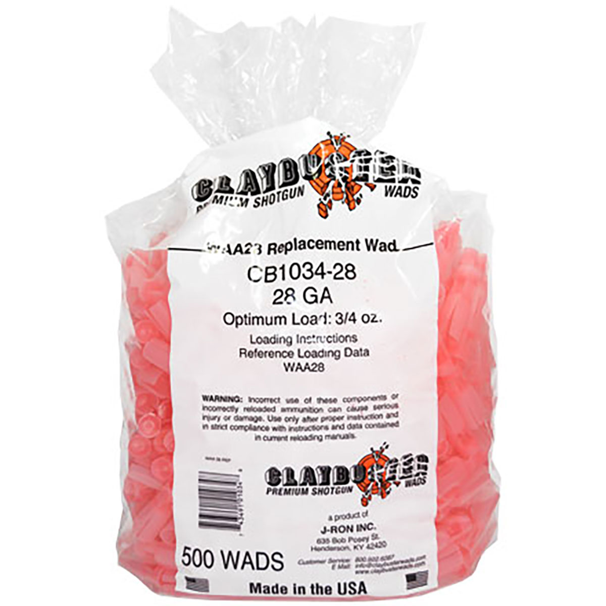 28 Gauge 3/4oz Wads for WAA28 Pink 500/Bag