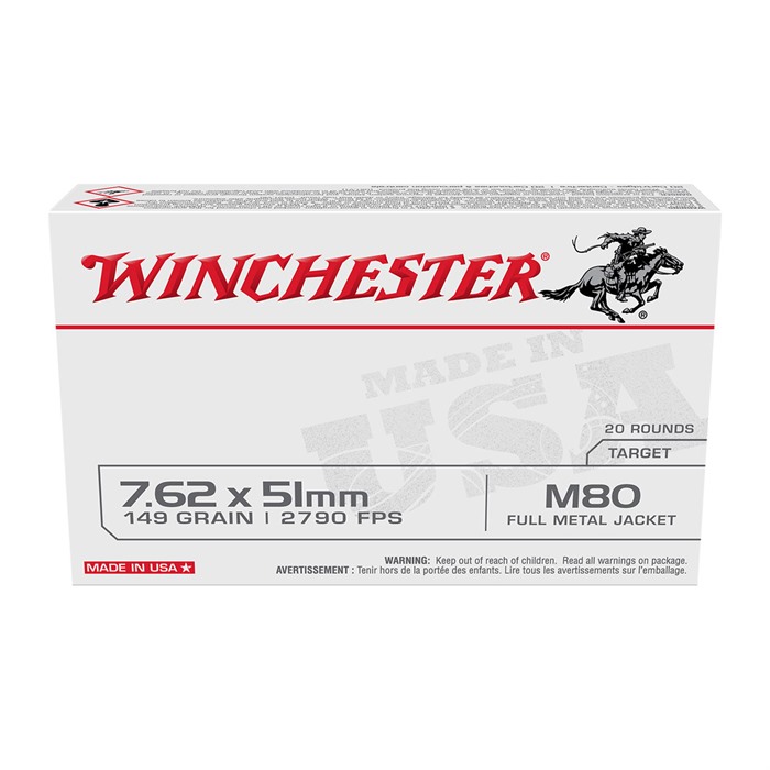WINCHESTER - USA WHITE BOX 7.62X51 NATO FULL METAL JACKET RIFLE AMMO
